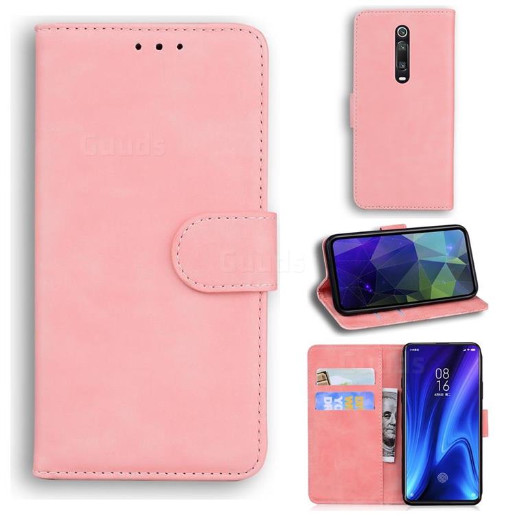 Retro Classic Skin Feel Leather Wallet Phone Case for Xiaomi Redmi K20 / K20 Pro - Pink