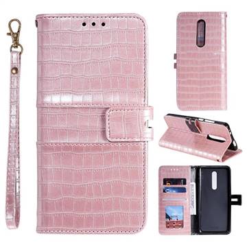 Luxury Crocodile Magnetic Leather Wallet Phone Case for Xiaomi Redmi K20 / K20 Pro - Rose Gold