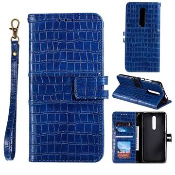 Luxury Crocodile Magnetic Leather Wallet Phone Case for Xiaomi Redmi K20 / K20 Pro - Blue