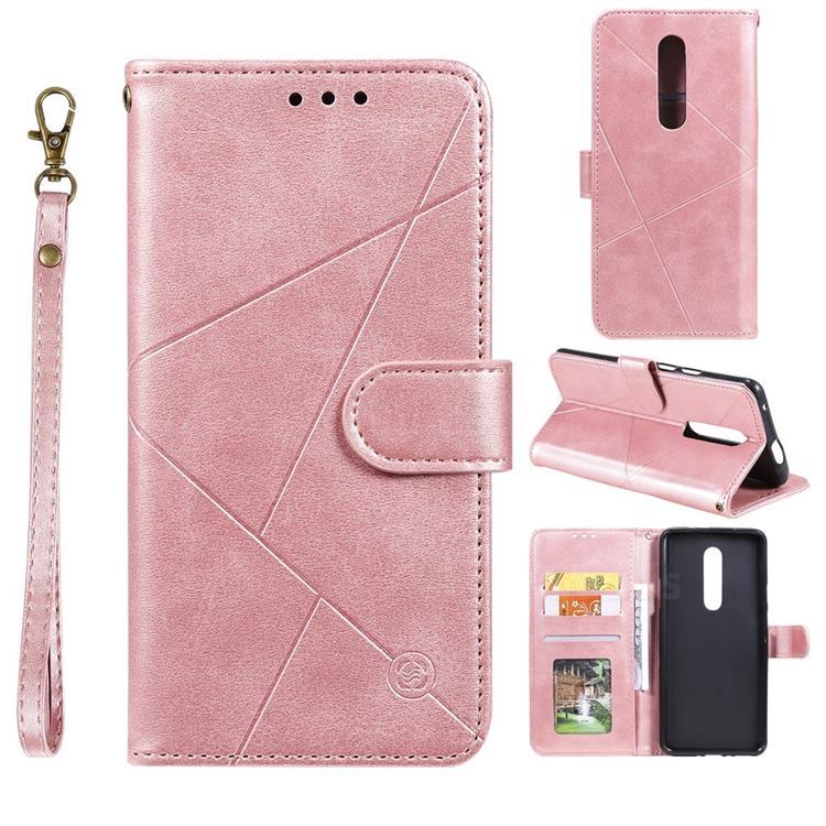 Embossing Geometric Leather Wallet Case for Xiaomi Redmi K20 / K20 Pro - Rose Gold