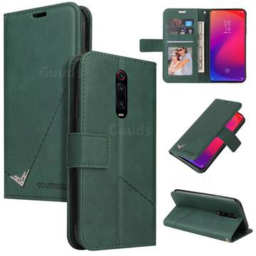 GQ.UTROBE Right Angle Silver Pendant Leather Wallet Phone Case for Xiaomi Redmi K20 / K20 Pro - Green