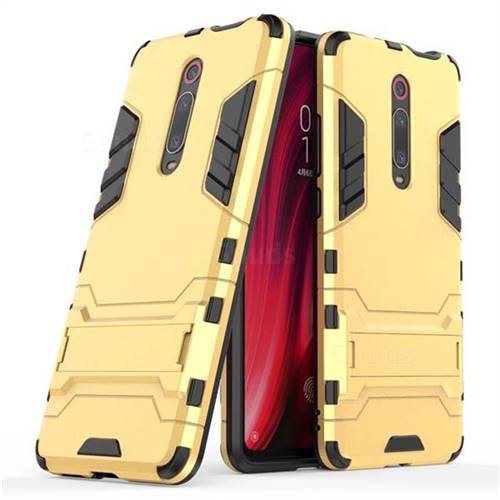 Armor Premium Tactical Grip Kickstand Shockproof Dual Layer Rugged Hard Cover for Xiaomi Redmi K20 Pro - Golden