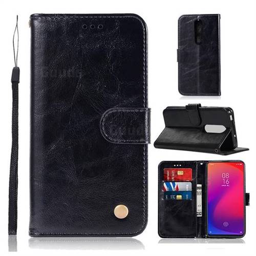 Luxury Retro Leather Wallet Case for Xiaomi Redmi K20 Pro - Black