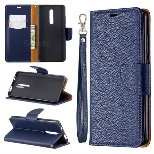 Classic Luxury Litchi Leather Phone Wallet Case for Xiaomi Redmi K20 Pro - Blue