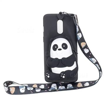 Cute Panda Neck Lanyard Zipper Wallet Silicone Case for Xiaomi Redmi K30