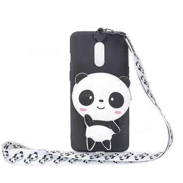 White Panda Neck Lanyard Zipper Wallet Silicone Case for Xiaomi Redmi K30