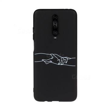 Handshake Chalk Drawing Matte Black TPU Phone Cover for Xiaomi Redmi K30