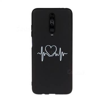Heart Radio Wave Chalk Drawing Matte Black TPU Phone Cover for Xiaomi Redmi K30