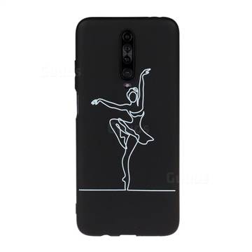 Dancer Chalk Drawing Matte Black TPU Phone Cover for Xiaomi Redmi K30