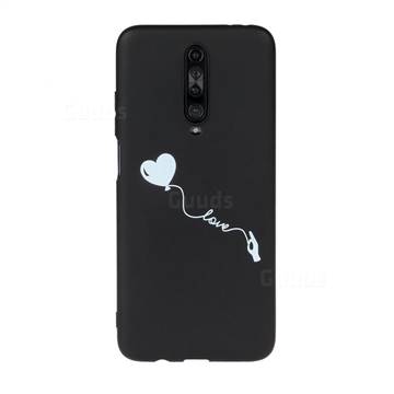 Heart Balloon Chalk Drawing Matte Black TPU Phone Cover for Xiaomi Redmi K30