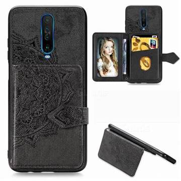 Mandala Flower Cloth Multifunction Stand Card Leather Phone Case for Xiaomi Redmi K30 - Black