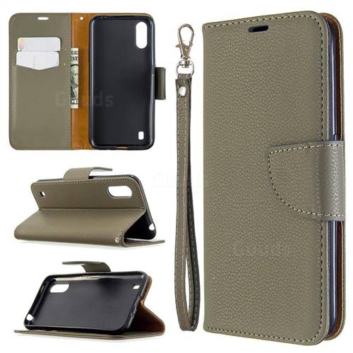 Classic Luxury Litchi Leather Phone Wallet Case for Xiaomi Redmi K30 - Gray