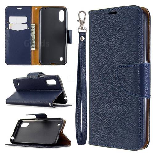 Classic Luxury Litchi Leather Phone Wallet Case for Xiaomi Redmi K30 - Blue