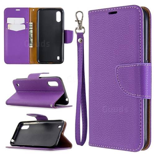 Classic Luxury Litchi Leather Phone Wallet Case for Xiaomi Redmi K30 - Purple