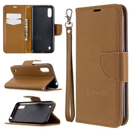 Classic Luxury Litchi Leather Phone Wallet Case for Xiaomi Redmi K30 - Brown