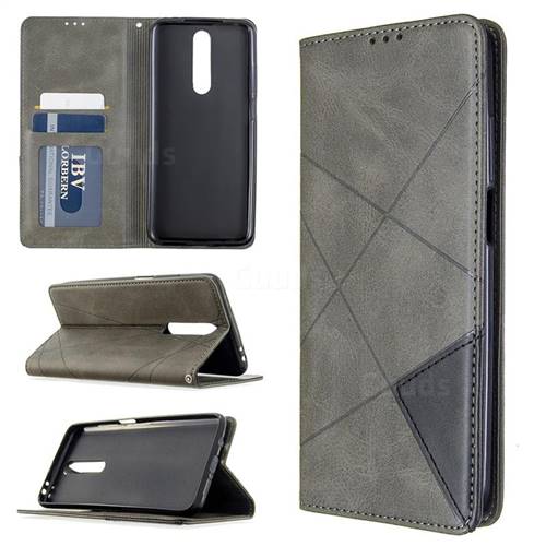 Prismatic Slim Magnetic Sucking Stitching Wallet Flip Cover for Xiaomi Redmi K30 - Gray