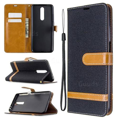Jeans Cowboy Denim Leather Wallet Case for Xiaomi Redmi K30 - Black