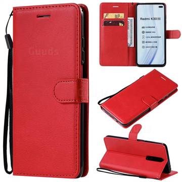 Retro Greek Classic Smooth PU Leather Wallet Phone Case for Xiaomi Redmi K30 - Red