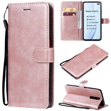 Retro Greek Classic Smooth PU Leather Wallet Phone Case for Xiaomi Redmi K30 - Rose Gold