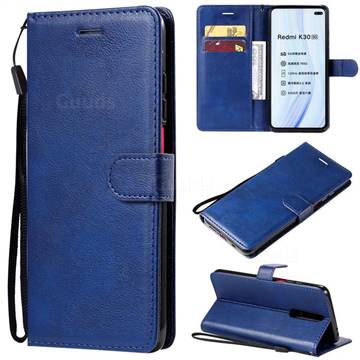 Retro Greek Classic Smooth PU Leather Wallet Phone Case for Xiaomi Redmi K30 - Blue
