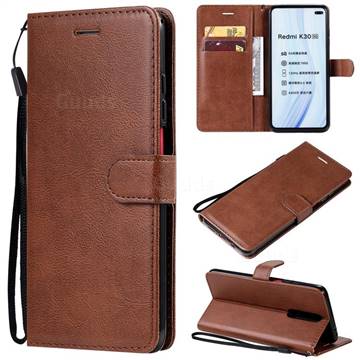 Retro Greek Classic Smooth PU Leather Wallet Phone Case for Xiaomi Redmi K30 - Brown