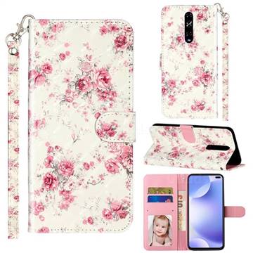 Rambler Rose Flower 3D Leather Phone Holster Wallet Case for Xiaomi Redmi K30