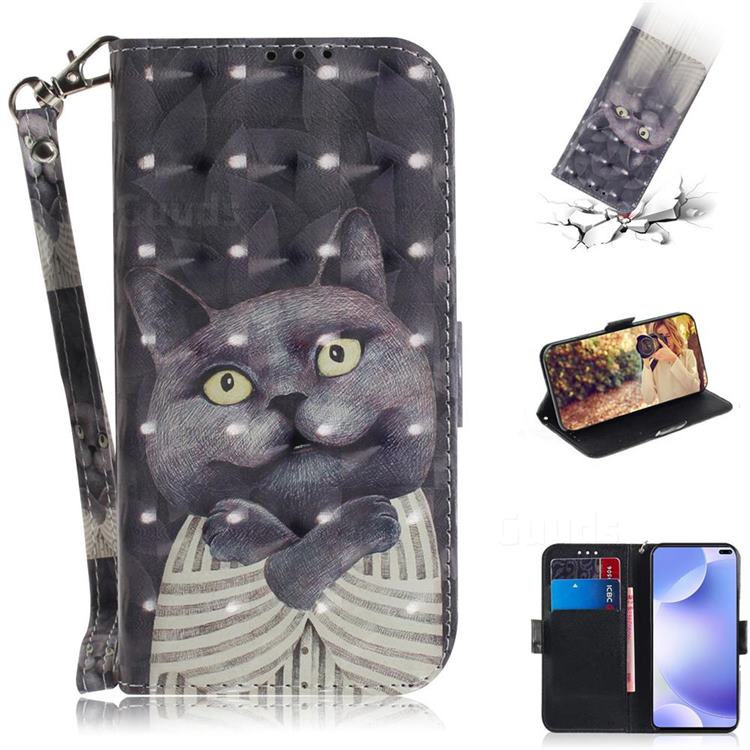 Cat Embrace 3D Painted Leather Wallet Phone Case for Xiaomi Redmi K30