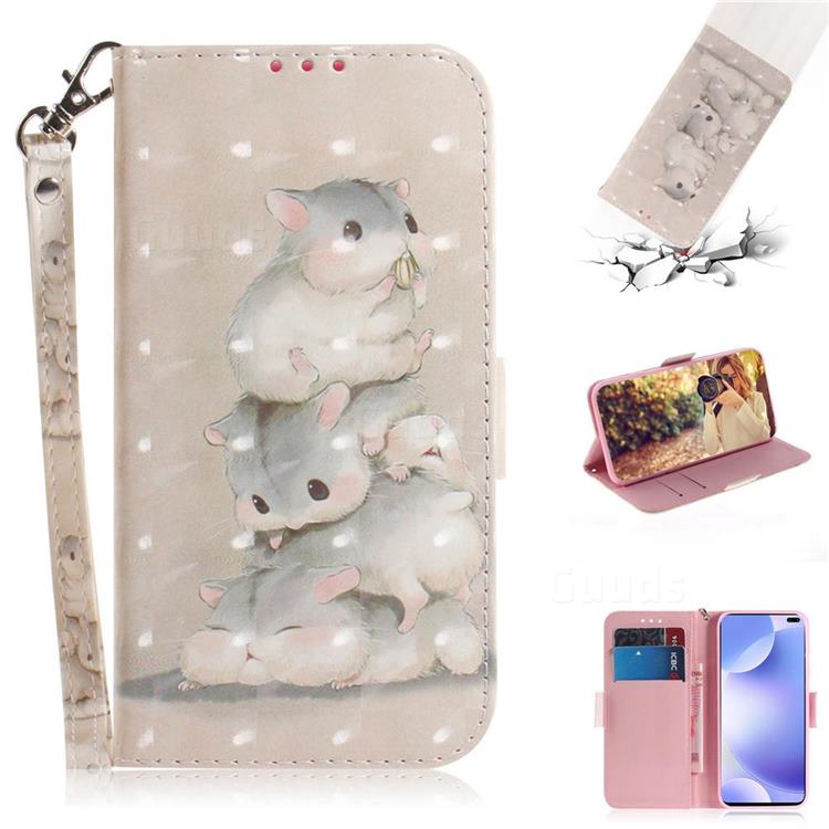 Three Squirrels 3D Painted Leather Wallet Phone Case for Xiaomi Redmi K30