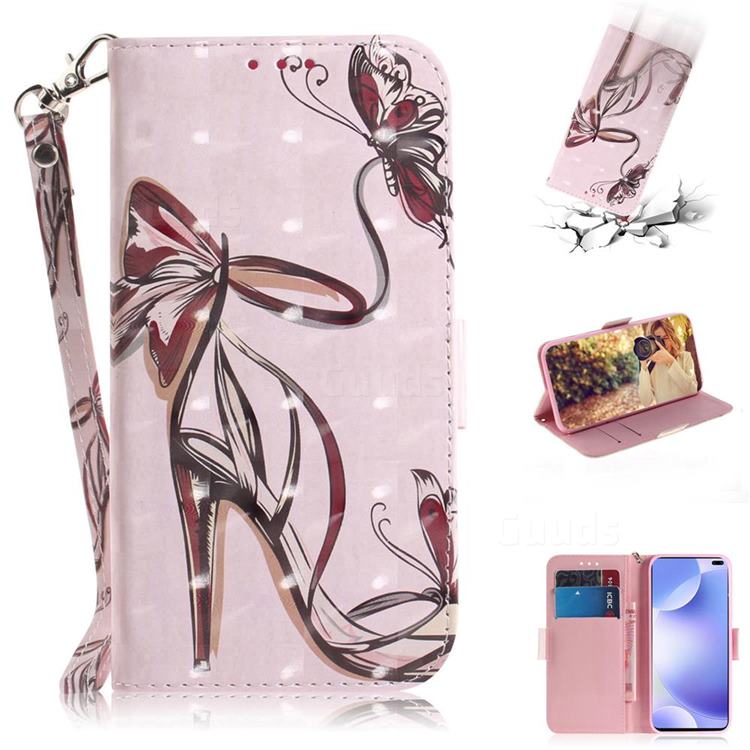 Butterfly High Heels 3D Painted Leather Wallet Phone Case for Xiaomi Redmi K30
