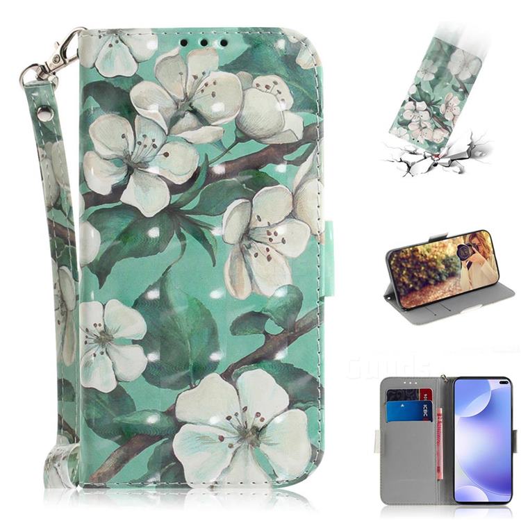 Watercolor Flower 3D Painted Leather Wallet Phone Case for Xiaomi Redmi K30
