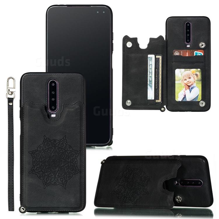 Luxury Mandala Multi-function Magnetic Card Slots Stand Leather Back Cover for Xiaomi Redmi K30 - Black