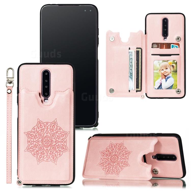 Luxury Mandala Multi-function Magnetic Card Slots Stand Leather Back Cover for Xiaomi Redmi K30 - Rose Gold