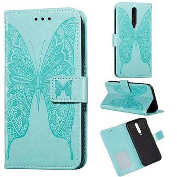 Intricate Embossing Vivid Butterfly Leather Wallet Case for Xiaomi Redmi K30 - Green