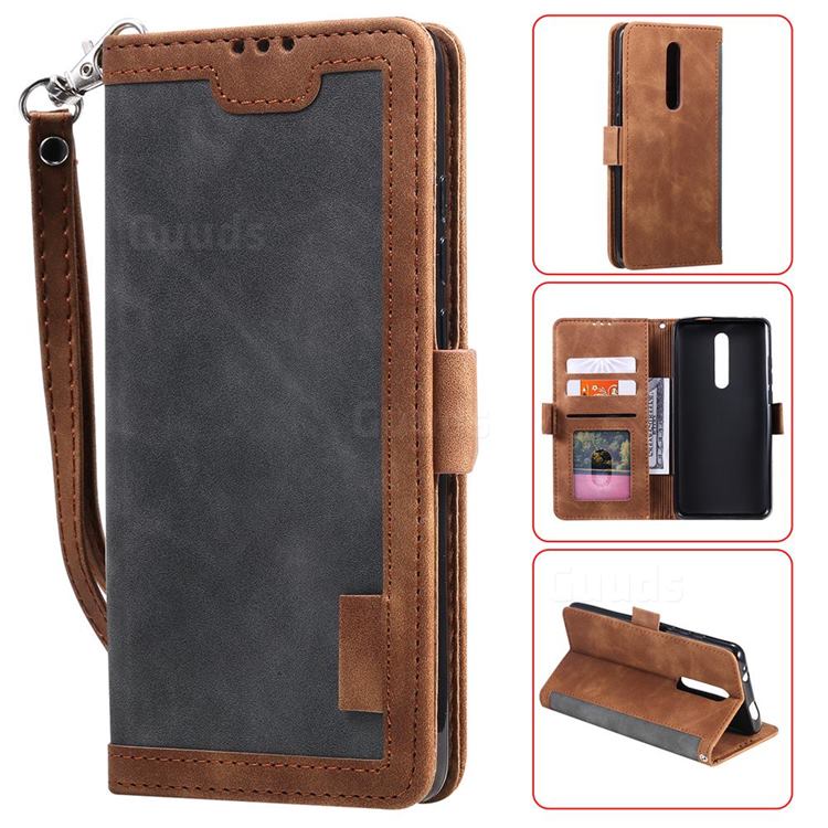 Luxury Retro Stitching Leather Wallet Phone Case for Xiaomi Redmi K30 - Gray