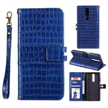 Luxury Crocodile Magnetic Leather Wallet Phone Case for Xiaomi Redmi K30 - Blue