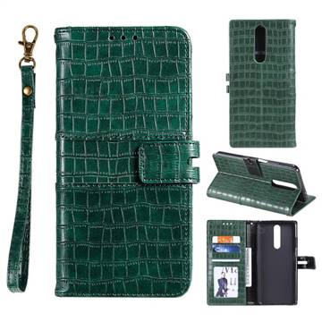 Luxury Crocodile Magnetic Leather Wallet Phone Case for Xiaomi Redmi K30 - Green