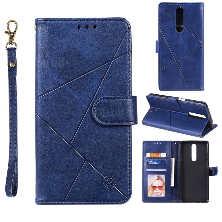 Embossing Geometric Leather Wallet Case for Xiaomi Redmi K30 - Blue