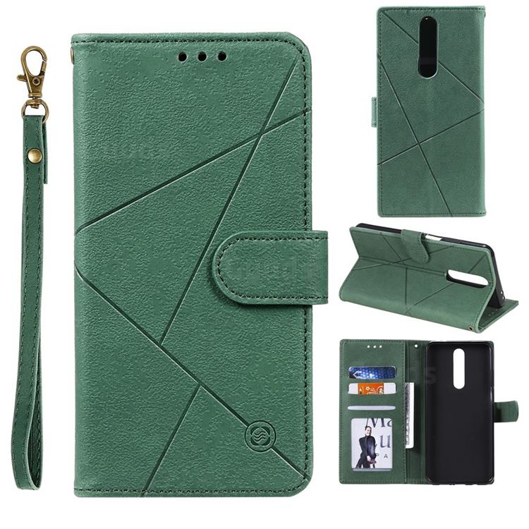 Embossing Geometric Leather Wallet Case for Xiaomi Redmi K30 - Green