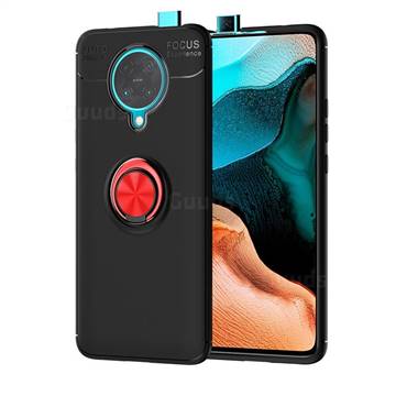 Auto Focus Invisible Ring Holder Soft Phone Case for Xiaomi Redmi K30 Pro - Black Red