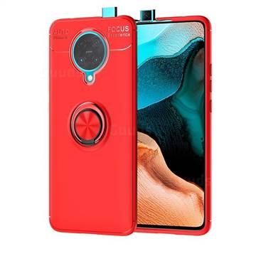 Auto Focus Invisible Ring Holder Soft Phone Case for Xiaomi Redmi K30 Pro - Red