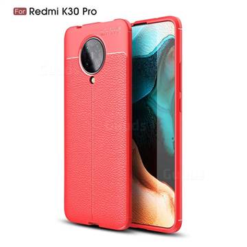 Luxury Auto Focus Litchi Texture Silicone TPU Back Cover for Xiaomi Redmi K30 Pro - Red