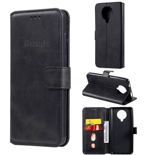 Retro Calf Matte Leather Wallet Phone Case for Xiaomi Redmi K30 Pro - Black
