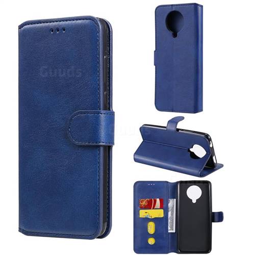 Retro Calf Matte Leather Wallet Phone Case for Xiaomi Redmi K30 Pro - Blue
