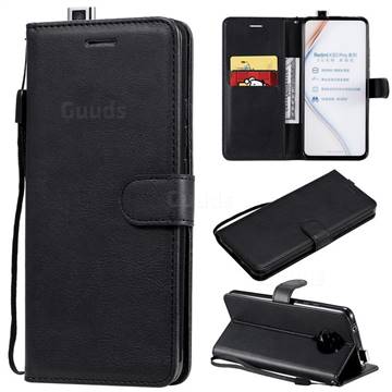 Retro Greek Classic Smooth PU Leather Wallet Phone Case for Xiaomi Redmi K30 Pro - Black