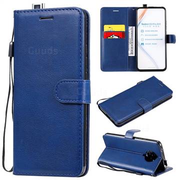 Retro Greek Classic Smooth PU Leather Wallet Phone Case for Xiaomi Redmi K30 Pro - Blue