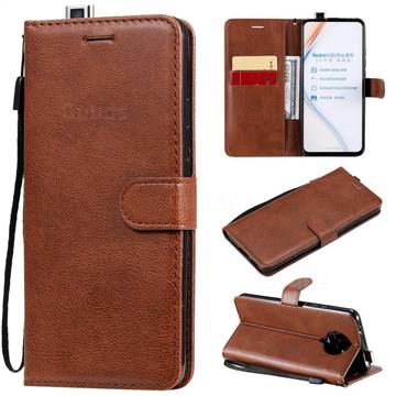 Retro Greek Classic Smooth PU Leather Wallet Phone Case for Xiaomi Redmi K30 Pro - Brown