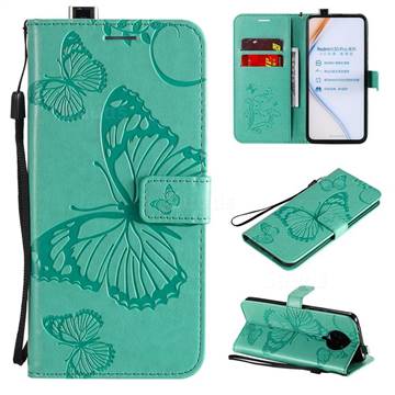 Embossing 3D Butterfly Leather Wallet Case for Xiaomi Redmi K30 Pro - Green