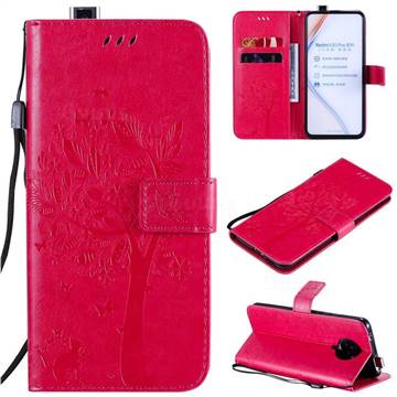 Embossing Butterfly Tree Leather Wallet Case for Xiaomi Redmi K30 Pro - Rose