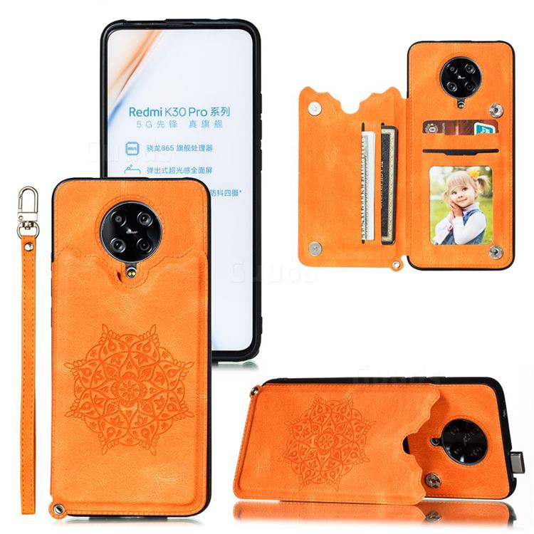Luxury Mandala Multi-function Magnetic Card Slots Stand Leather Back Cover for Xiaomi Redmi K30 Pro - Yellow