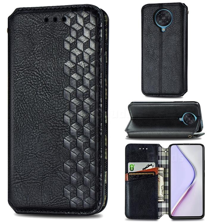 Ultra Slim Fashion Business Card Magnetic Automatic Suction Leather Flip Cover for Xiaomi Redmi K30 Pro - Black